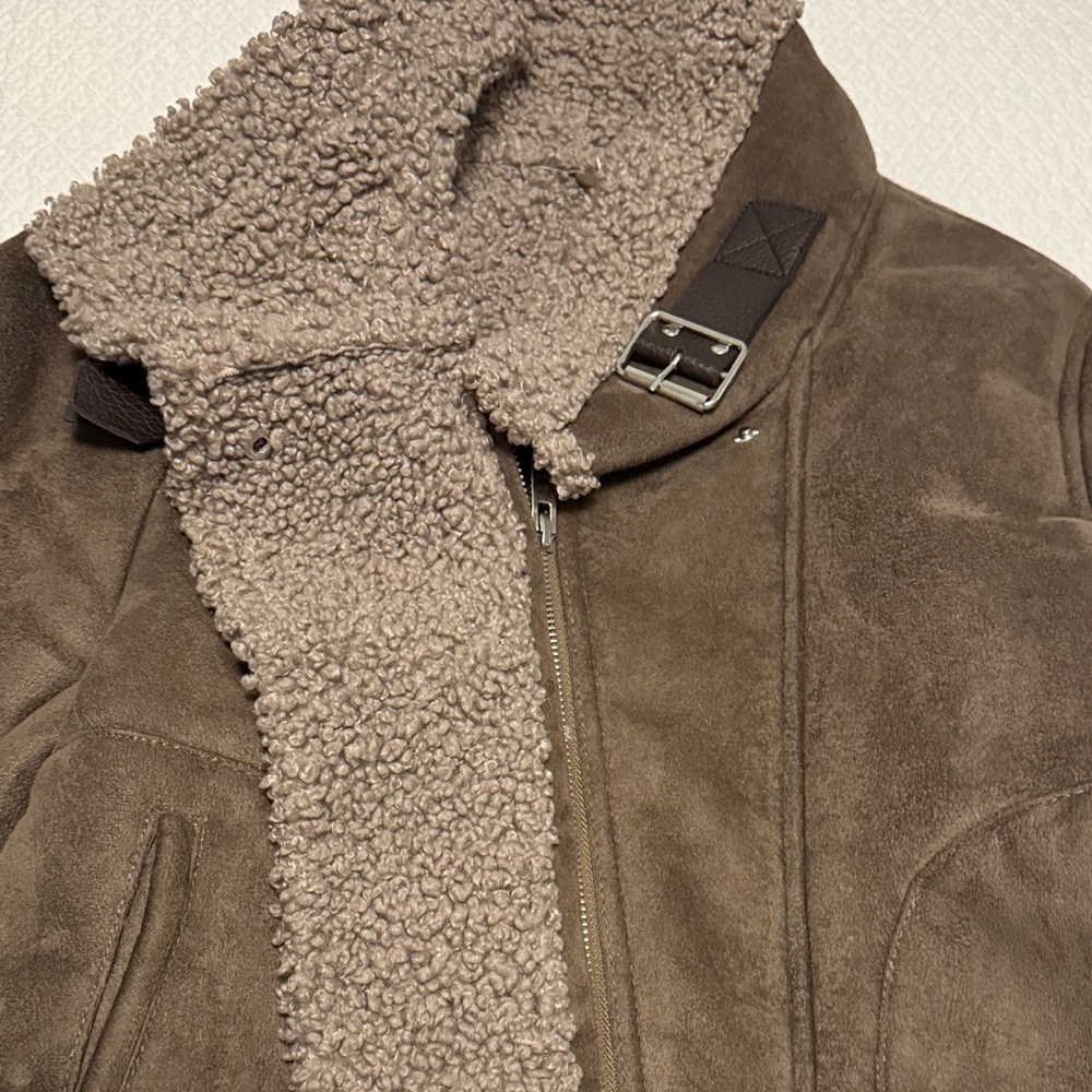 Zara TRF Women’s Brown Suede And Sherpa Fleece Jacket - Picture 6 of 12